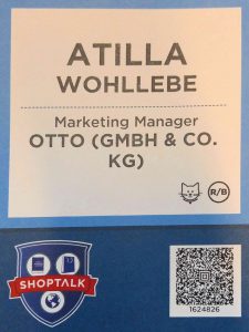 Shoptalk 2018 badge with QR code